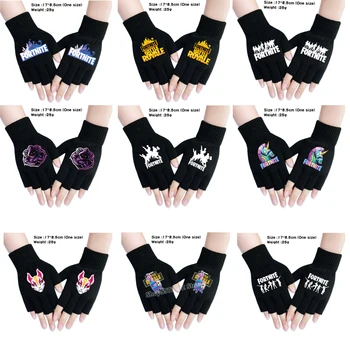 

Fortress Night Fortnites Half-Finger Gloves Cartoon Printed Men Women Warm Gloves Knitted Gloves Winter Christmas Gifts Black