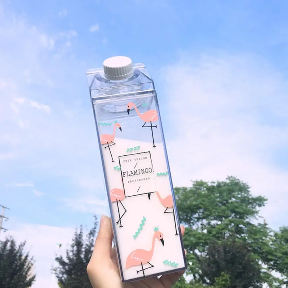 Портативные Мультяшные бутылки для воды коробка молока пластиковые чашки
