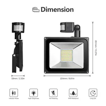 

NEW LED Flood Light with Induction Function for Outdoor Garden Warehouse Garage