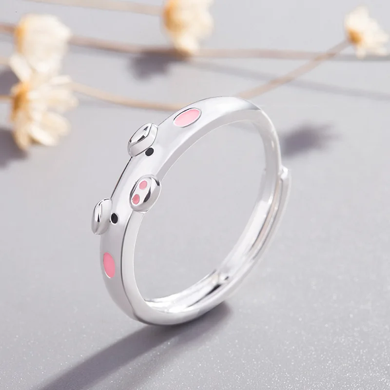 Couple Opening Rings Adjustable Lucky Piggy Animal Rings Women Man 1Pcs