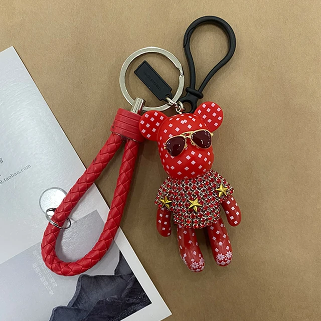 2022 New Leather Weave Rope DIY Bear Keychain Cartoon Cute Animal