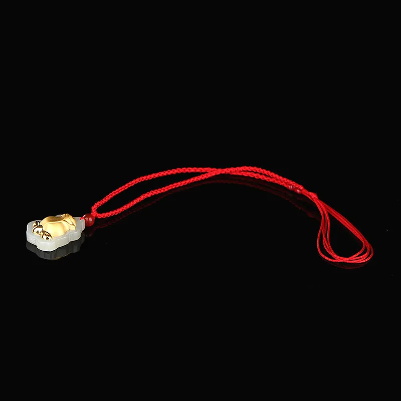 Natural Chinese Hetian White Jade Mosaic Gold Pendant Rose Beautiful Jewelry Necklace Carved Fashion for Women Charm Amulet Gift