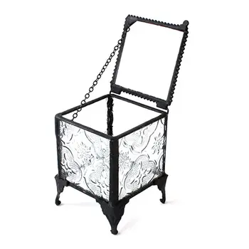 

Glass Box Decorative Jewelry Display Ring Bracelet Earring Storage Organizer T4MD