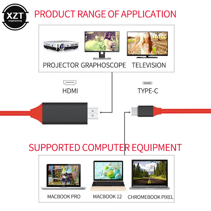 Usb type C к HDMI кабель адаптер конвертер USB 3,1 кабель для зарядки 1080P 720P Ultra HD 4k HDTV видео для samsung Galaxy S9/S8 2 м