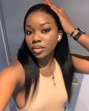 Sin costuras Yaki recto pelucas delanteras de encaje Color Natural Sintético pelucas de diadema fácil desgaste resistente al calor de fibra de cabello para las mujeres negras