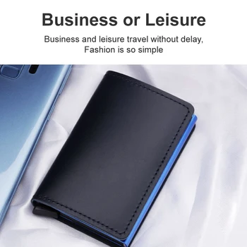 

RFID Blocking PU Leather Credit Card Holder Aluminum Metal Business ID Cardholder Slim Card Case Mini Wallet for Men