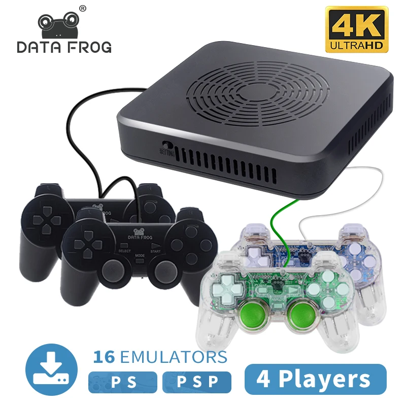 Приставка видеоигр DataFrog с Wi Fi загружаемая 4K для PS1/PSP ретро игр 150 встроенных 3D + 3400