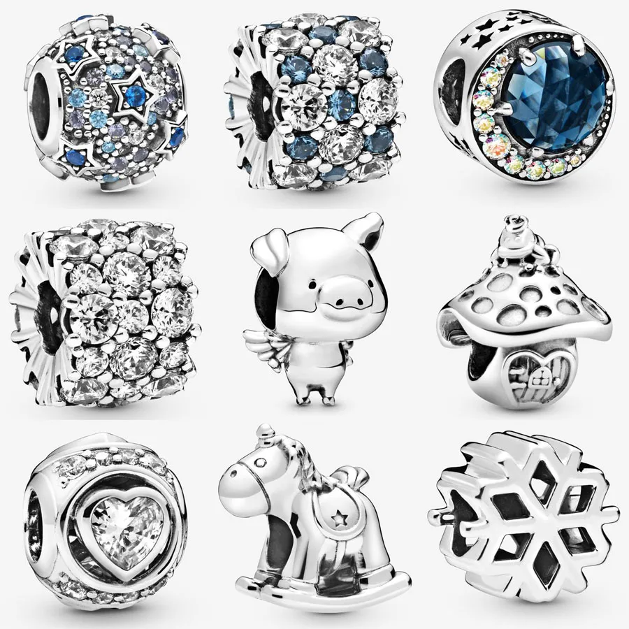 Реальные 925 пробы серебро Рождество Стиль снеговик Шарм Fit браслет Pandora повышенной звезды проложить серебряный шарм, сделай сам, ювелирное изделие