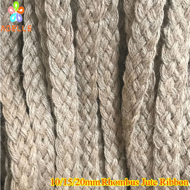 Rustic Organic Braided Jute Ribbon Flat Lozenge Tape/rope/lace Rhombus 10/15/18mm Craft Hessian