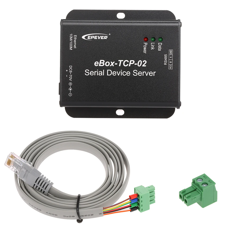 

Hot eBOX-TCP-02 Serial Port Networking Server Port Ethernet Convert Module For Solar Controller Regulator with Temperature senso