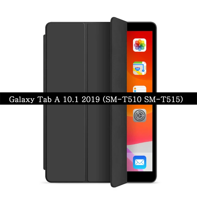 Чехол для планшета для samsung Galaxy Tab A 10,1 SM-T510 SM-T515 wifi LTE 3g из искусственной кожи защитный чехол Магнитный чехол - Цвет: Jet Black