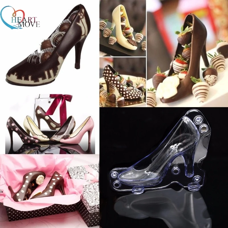 Big Size 19*7cm Plastic DIY 3D High-Heeled Shoe Chocolate Mold Stereo Lady