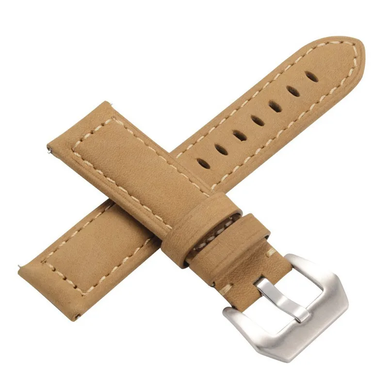 Кожаный ремешок для huawei Watch GT Honor Watch Magic smart аксессуары для часов браслет для samsung Galaxy watch 46 мм gear S3 - Цвет ремешка: Brown silver buckle