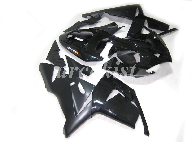 black ABS мотоцикл обтекатели комплект подходит для Kawasaki Ninja ZX-10R ZX10R 2004 2005 04 05 10R Кузов Набор на заказ черный - Цвет: black
