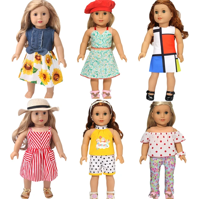 Roupa de boneca escolar casual para bonecas americanas de 45