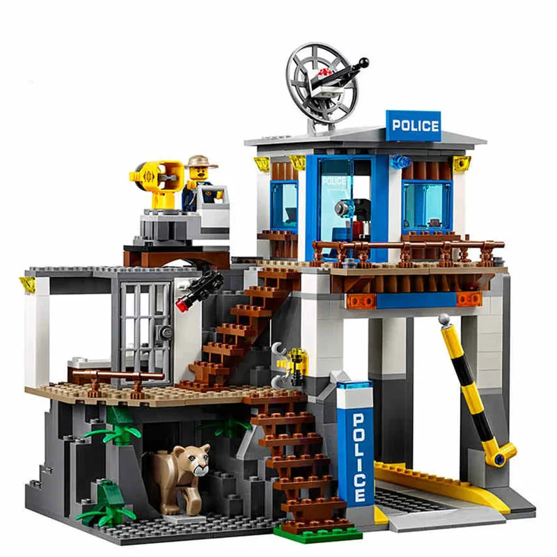 New 60174 705pcs Legoinglys City Series Mountain Police Headquarters Building Block Educational Diy Toy For Children Gift 10865