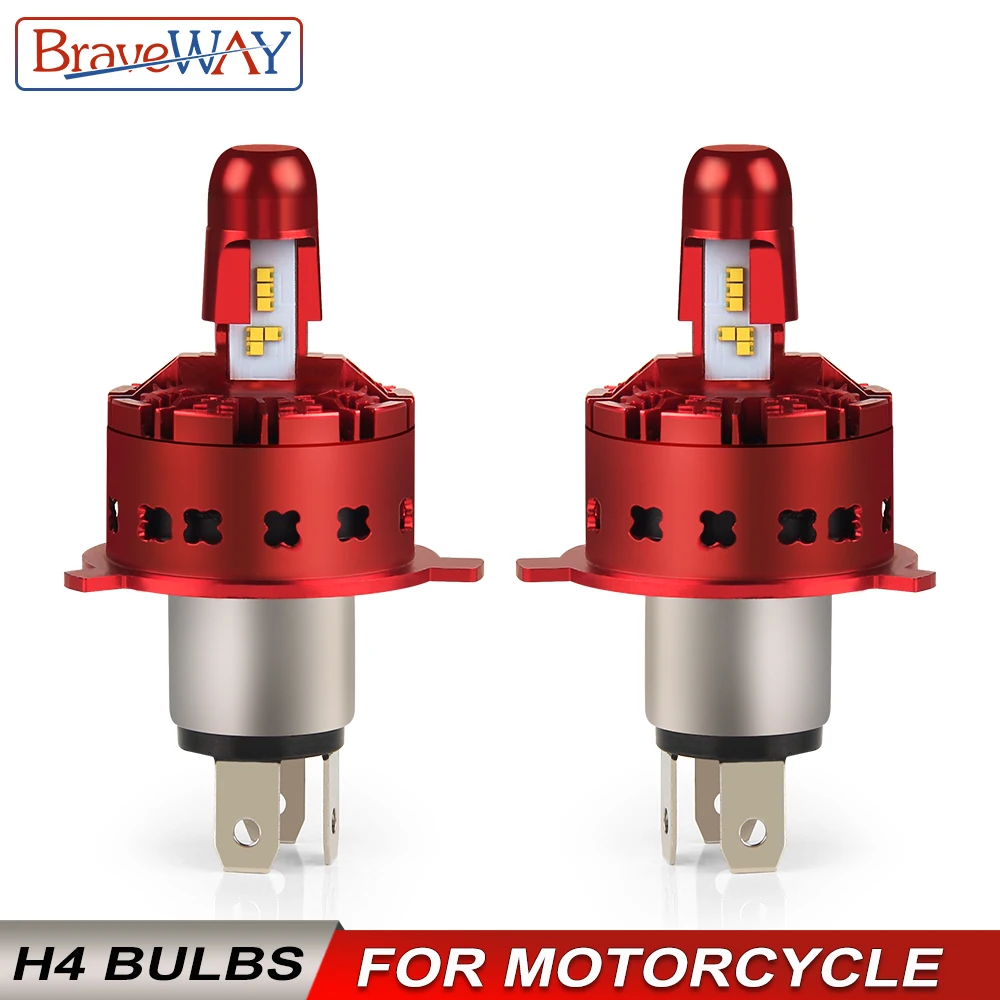 

BraveWay Motorcycle 12V H4 Hi/Lo Beam Moto LED Headlight Fit Most Motorbike LED Lamps Conversion Kit Bulb Autocycle Autobike ZES