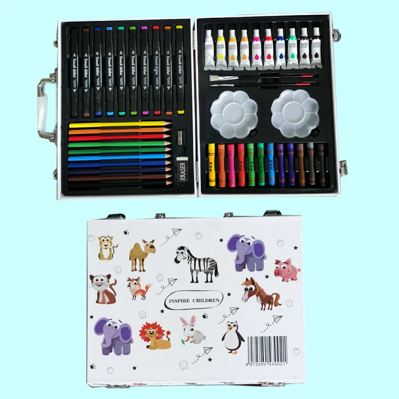 208PCS Kids Drawing Kits Children Art Set Painting Watercolor Pencil Crayon  Water Pen Doodle Drawing Board Painting Supplies