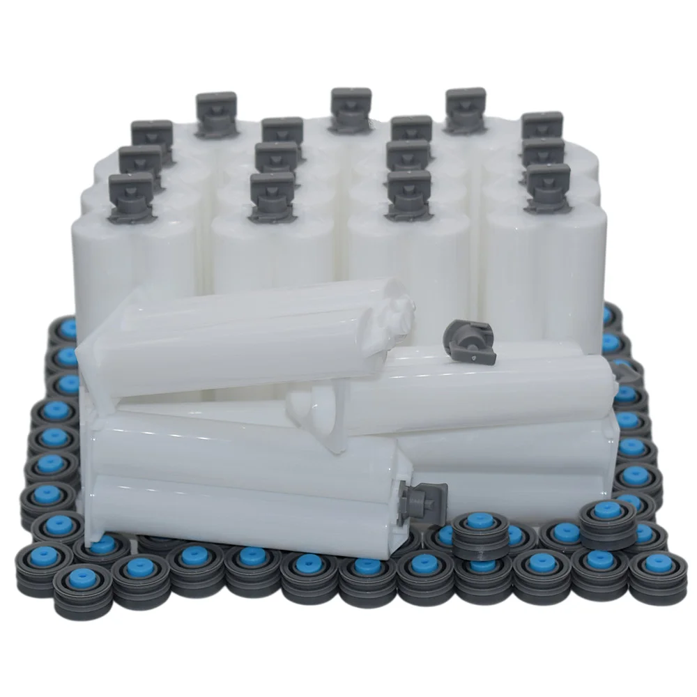 

20pcs 50ml AB Glue Tube Empty Dual-Barrel Cartridge 1:1 Epoxy Resin Adhesive Cartridge with Sealing Pistons for 50ml AB Glue Gun