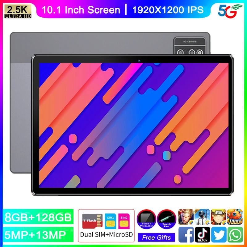 최신 울트라 슬림 10 인치 태블릿 PC, 안드로이드 10.0, 옥타 코어 6GB + 32GB ROM, 2.5D, 강화 유리, 5.0mp, 안드로이드 태블릿 10.1, 와이파이, GPS, 핫 