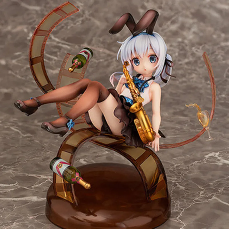 

JP Anime Sexy Figure Kafuu ChinoIs Is The Order A Rabbit Jazz Style Bunny Girl PVC Collection Model Toy Doll Gift 16CM