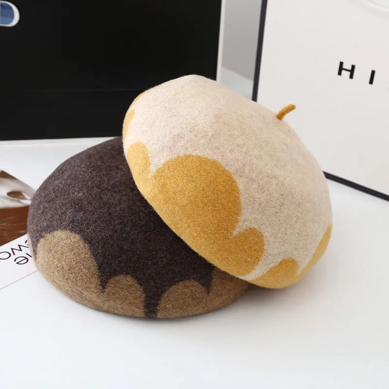 

Women Girl Beret French Artist Warm Soft Wool Winter Beanie Hat Retro Vintage Plain Beret Elegant Winter Pumpkin Mushroom Hat