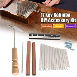 17 Key Kalimba DIY Accessory Kit Mbira Thumb Piano with Keys Wood Bridge with Wooden Handle Hammer