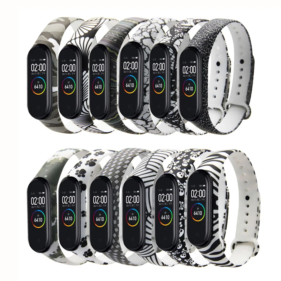 Ремешок силиконовый для Xiaomi Mi Band 3 4 цветной спортивный браслет mi band аксессуары