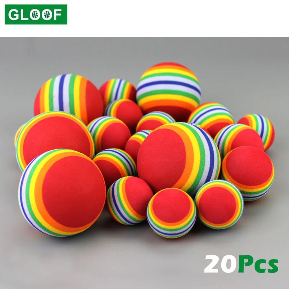 

20Pcs/Set EVA Foam Golf Balls Hot New Rainbow Sponge Indoor golf Practice ball Training Aid Random Color