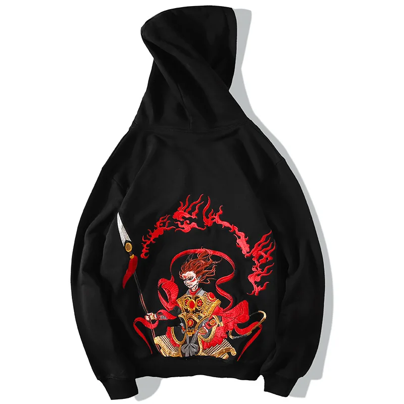 

2019 Character Nezha Embroidery Hoodies Men Streetwear Sweatshirt Harajuku Hip Hop Embroidered Hoodie Msle Plus Size 5XL CY373