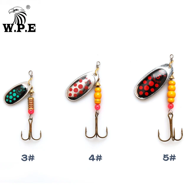 W.P.E Brand New Spinner Lure 1pcs 3#/4#/5# Spoon lure Fishing Tackle Treble  Hook Metal Hard Lure Fishing Bait Bass Fishing Lure - AliExpress