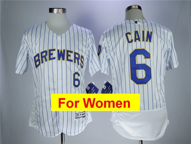 Синий Женская майка Milwaukee Christian Yelich Lorenzo Cain Eric Thames Lorenzo Cain Ryan Braun FLEX& Cool Base - Цвет: Синий