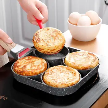 

Nonstick Frying Pan Four Hole Frying Pan For Egg Frying Hamburger Making Aluminum Alloy Safe Cooking Tool