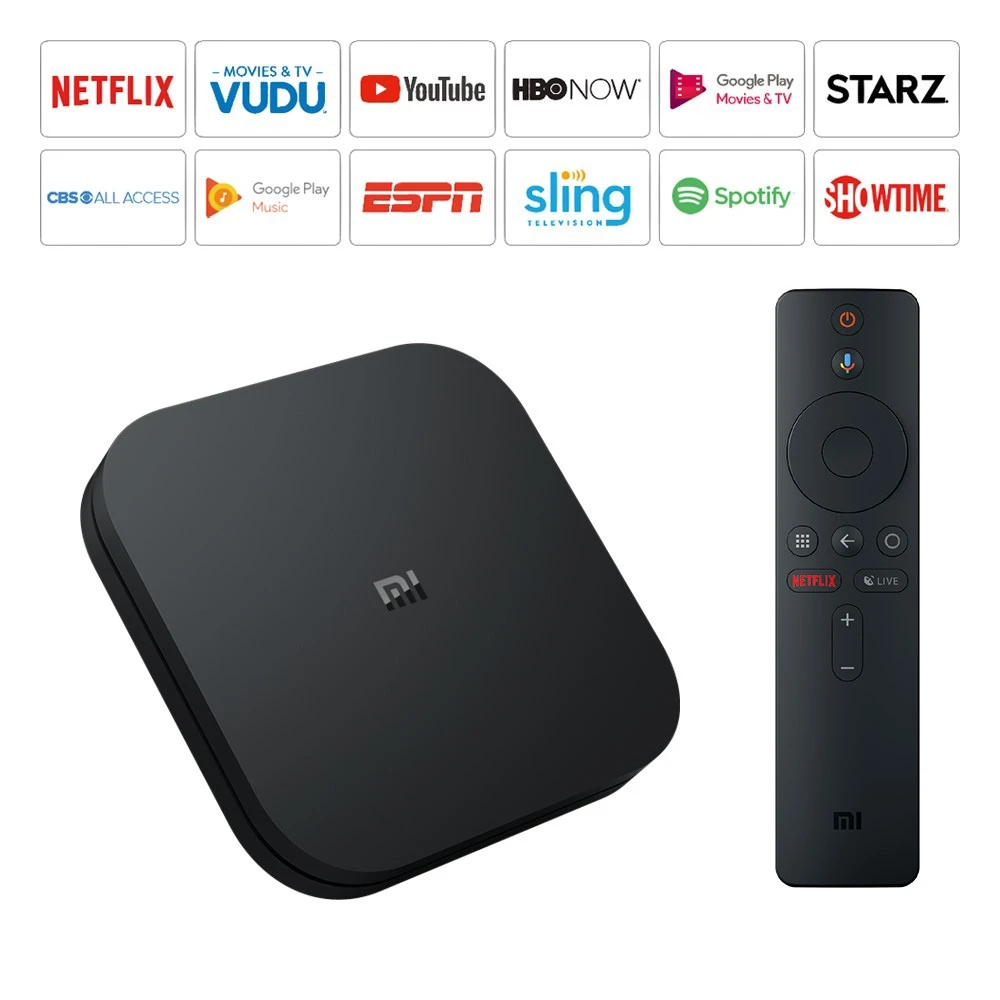 Оригинальная Европейская версия Xiaomi mi Box S 4 Android 8,1 4K четырехъядерный Смарт ТВ приставка 2 ГБ 8 ГБ HD mi 2,4G 5,8G WiFi BT4.2 Mali450 1000Mbp