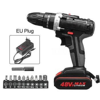 

48V 1500W Electric Drill Hammer Cordless 28N.m High Power Screwdriver + Battery Durable And Practical To Use