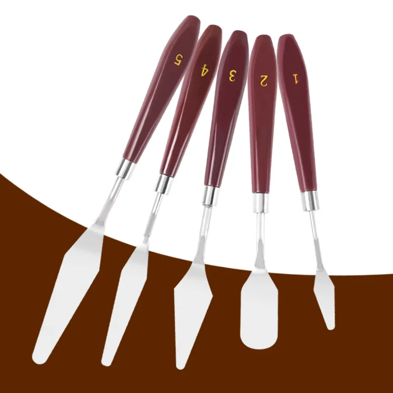 1pc Mixed  Oil Painting Stainless Steel Flexible Scraper Spatula Artist Painting for Color Mixing Spreading Applying Oil Canvas quality palette knife painting stainless steel scraper spatula wood handle art supplies for artist canvas oil paint color mixing