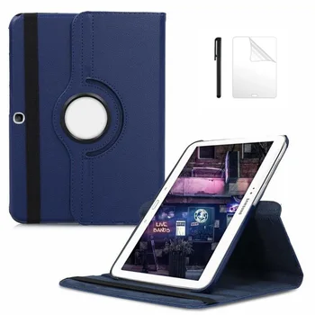 

360 Degree Rotating Flip PU Leather Case For Samsung Galaxy Tab 3 10.1 inch P5200 P5220 P5210 GT-P5200 Tab3 10.1 Case +FilmPen