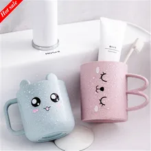 Plastic Cup Brushing-Cup Toothbrush Wheat-Straw Expression Children Creative Cartoon