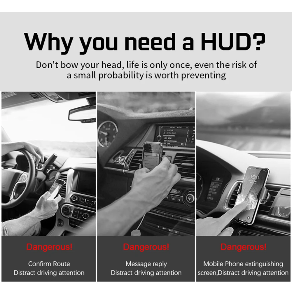 Автомобильный цифровой измеритель HUD Дисплей км/ч превышение скорости сигнализации Усталость вождения сигнализации большой экран NJ88