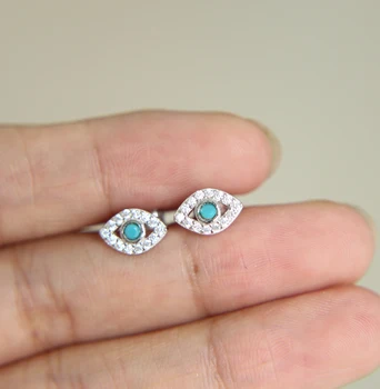 

fashion Stud girl eye Famous Brand Micro Pave Setting Cubic Zirconia Simple evil eye earring 925 silver Jewelry For Lady