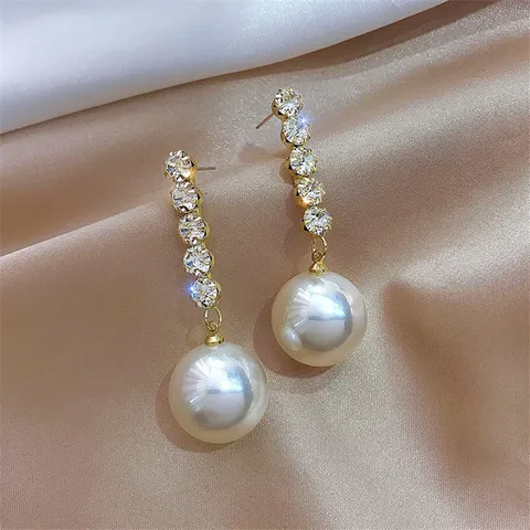 Personality Fashion Design Zircon Earrings For Women Light Luxury Web Celebrity Temperament Tassels Pearl Earrings Jewelry