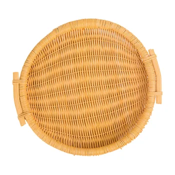 

1pc Woven Basket Rattan Hand-woven Household Decorative Durable Storage Basket for Bakery