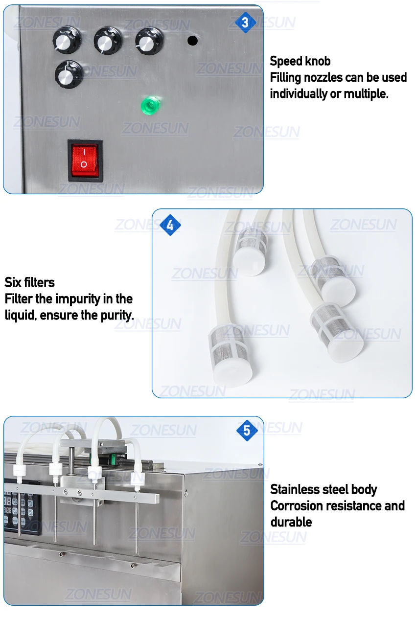 ZONESUN ZS-DPSP4 4 Nozzles Stand-up Bag Spout Pouch Liquid Filling Machine