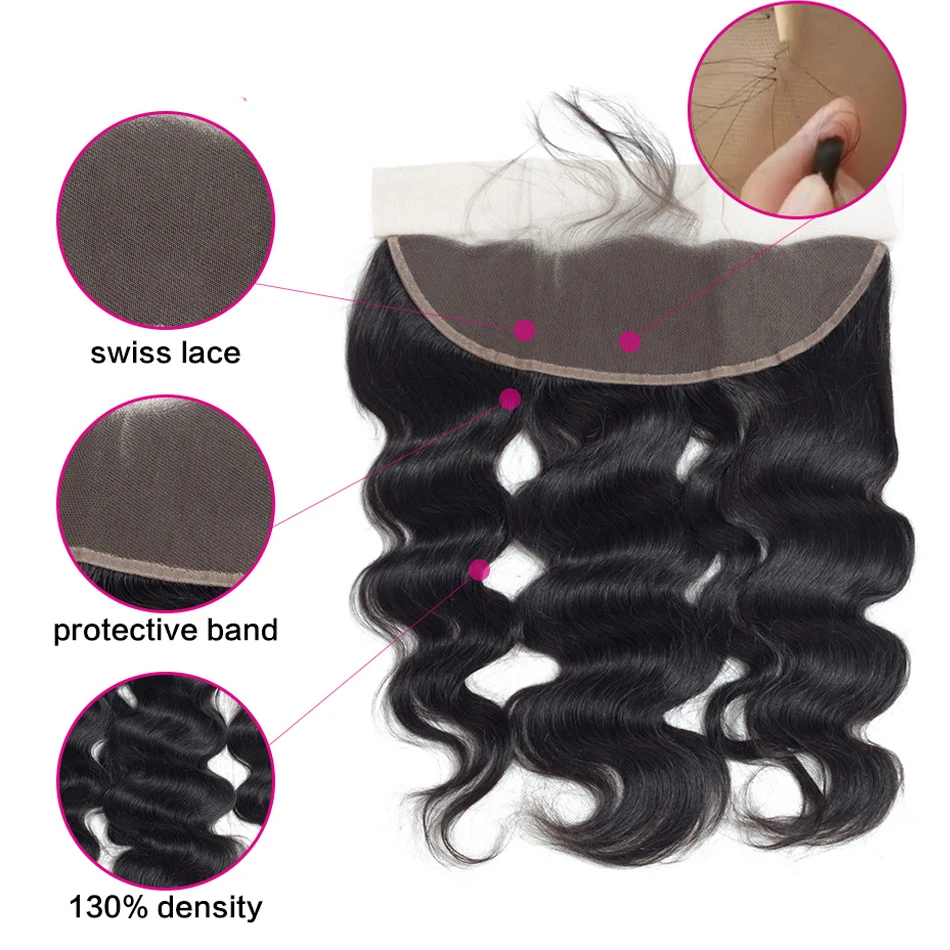 Объемные волнистые пряди волос с фронтальным закрытием шнурка 13x4 бразильские человеческие волосы пряди с фронтальным закрытием волосы remy средний коэффициент