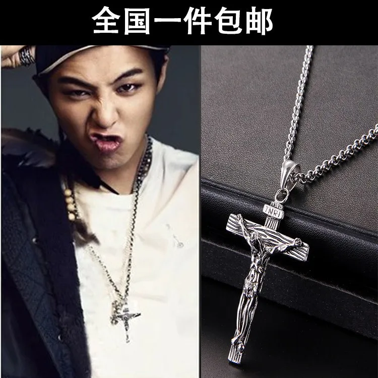 

Japanese Korean Christ Jesus Believers Korean-style MEN'S Necklace Stainless Steel Titanium Steel Pendant Pendant Cross Accessor