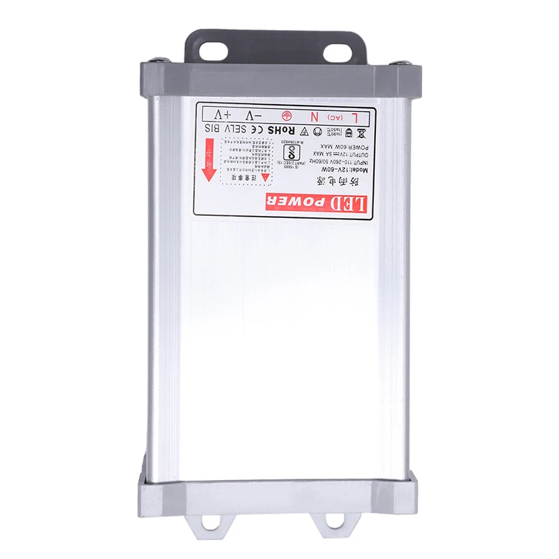 IP65 источник питания AC 110 V-260 V A DC 12V светодиодный трансформатор Выходное напряжение: 12V 60W