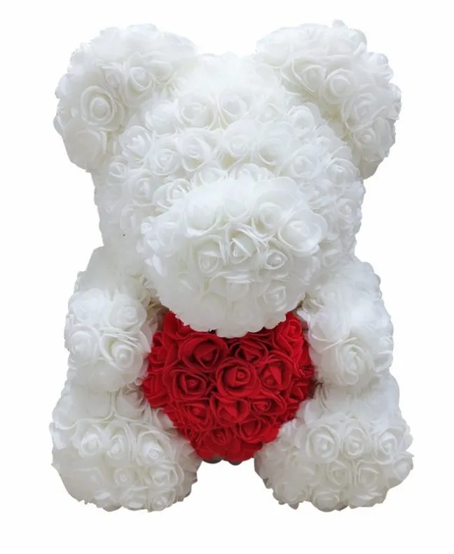 25 Cm Rose Bear Customizable Foamflower Bear Gift Box Preserved Fresh Flower Bear Hug Christmas Gift Soap Flower Bear