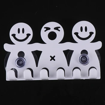

Bathroom Suction 5 Position Toothbrush Holder Rack Wall Mount Funny Smiling Face Toothbrush Stand Organizer