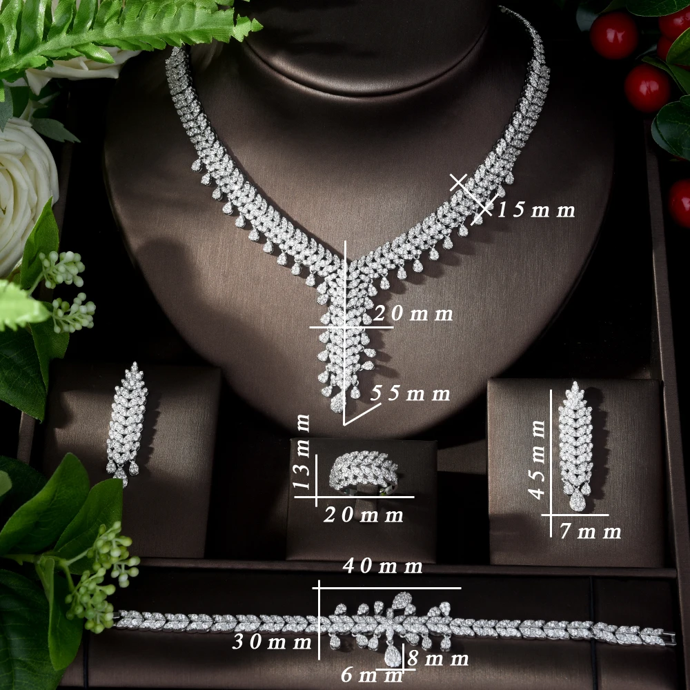 HIBRIDE Новое поступление нигерийский набор украшений для женщин Белый Цвет кубический цирконий Свадебные украшения набор bijoux mariage parure N-1101