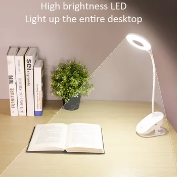 

Clip Wireless Table Lamp USB Desk Lamp Portable Bed Book Adjustable Lamp Arm Reading Light 3 Modes Touch Lamps